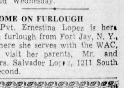 “Home on Furlough,” Albuquerque Journal, Dec 22, 1944, 11. Ancestry.com. Newspapers.com.